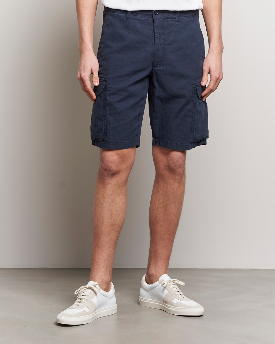 Uomini | Pantaloncini | Incotex | Cotton Cargo Shorts Navy