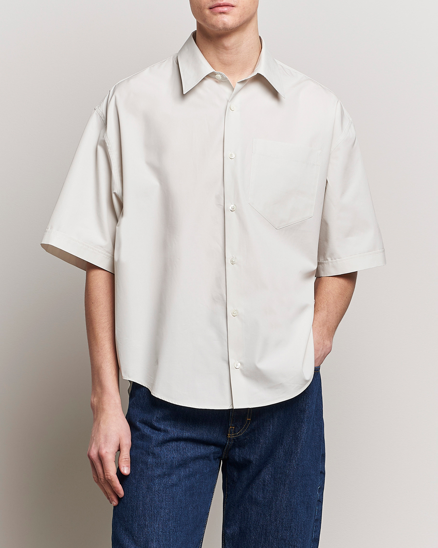 Uomini | Camicie | AMI | Boxy Fit Short Sleeve Shirt Chalk White
