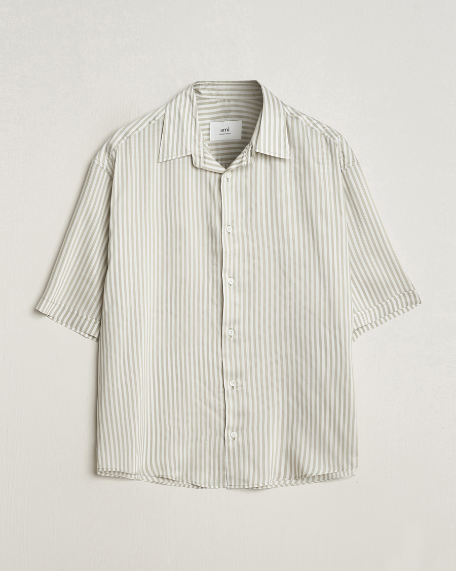 Uomini | Camicie | AMI | Boxy Fit Striped Short Sleeve Shirt Chalk/Sage