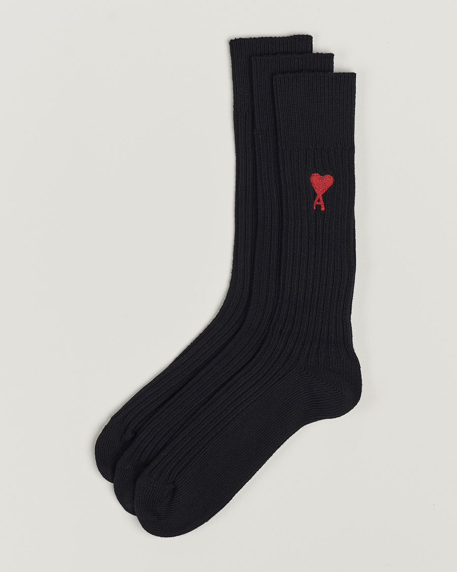 Uomini | Biancheria intima | AMI | 3-Pack Heart Socks Black