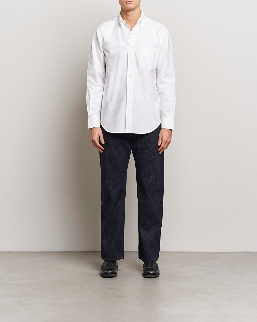 Uomini | Camicie | Kamakura Shirts | Vintage Ivy Oxford Button Down Shirt White