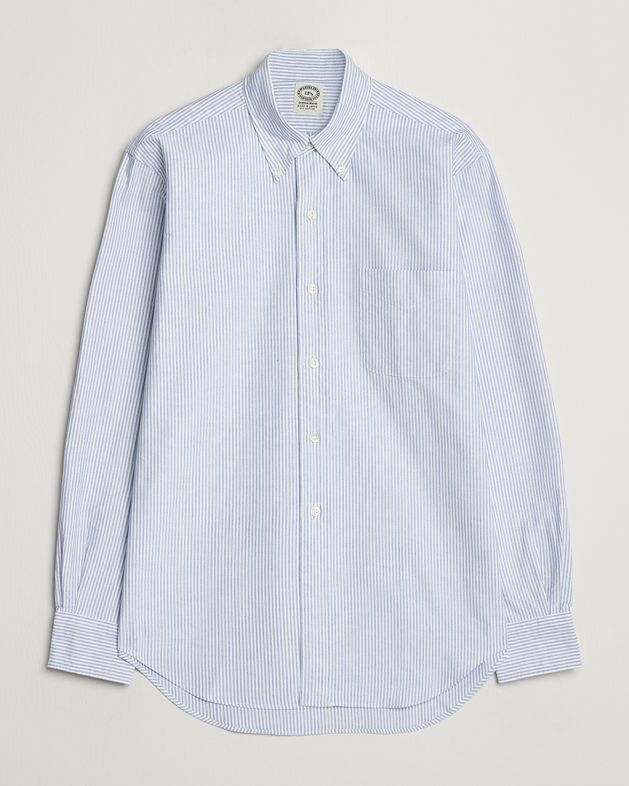 Uomini | Camicie | Kamakura Shirts | Vintage Ivy Oxford Button Down Shirt Blue Stripe