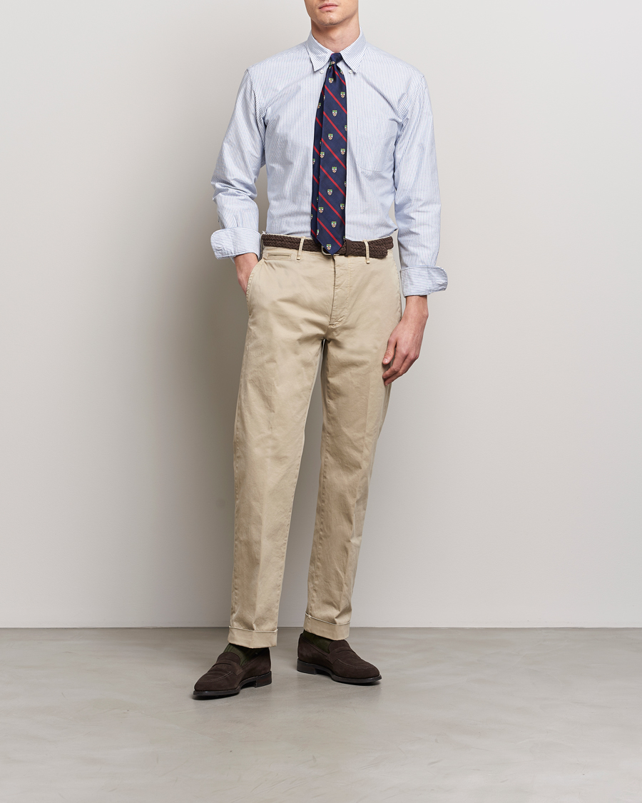 Uomini | Camicie | Kamakura Shirts | Vintage Ivy Oxford Button Down Shirt Blue Stripe