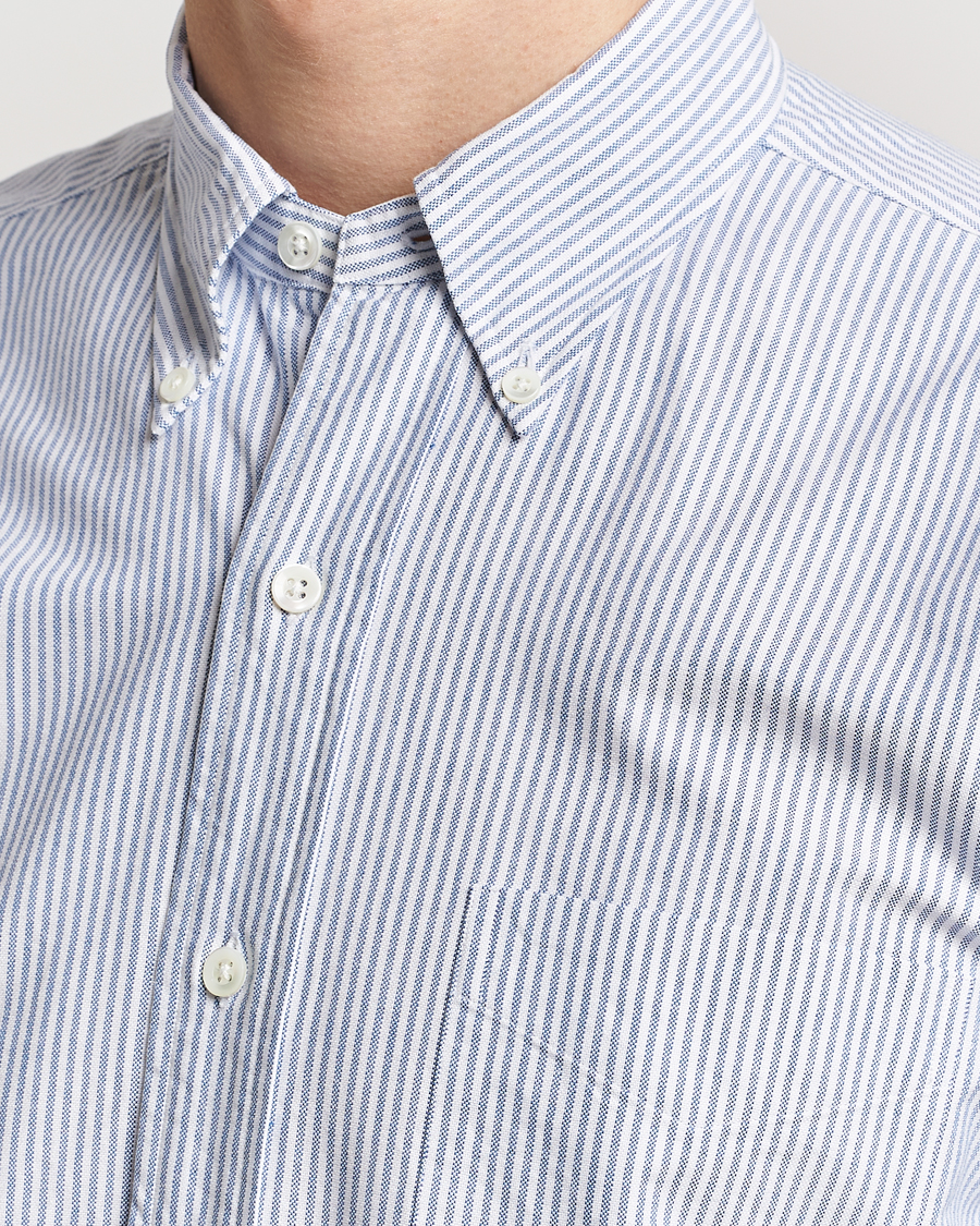 Uomini | Camicie | Kamakura Shirts | Vintage Ivy Oxford Button Down Shirt Blue Stripe