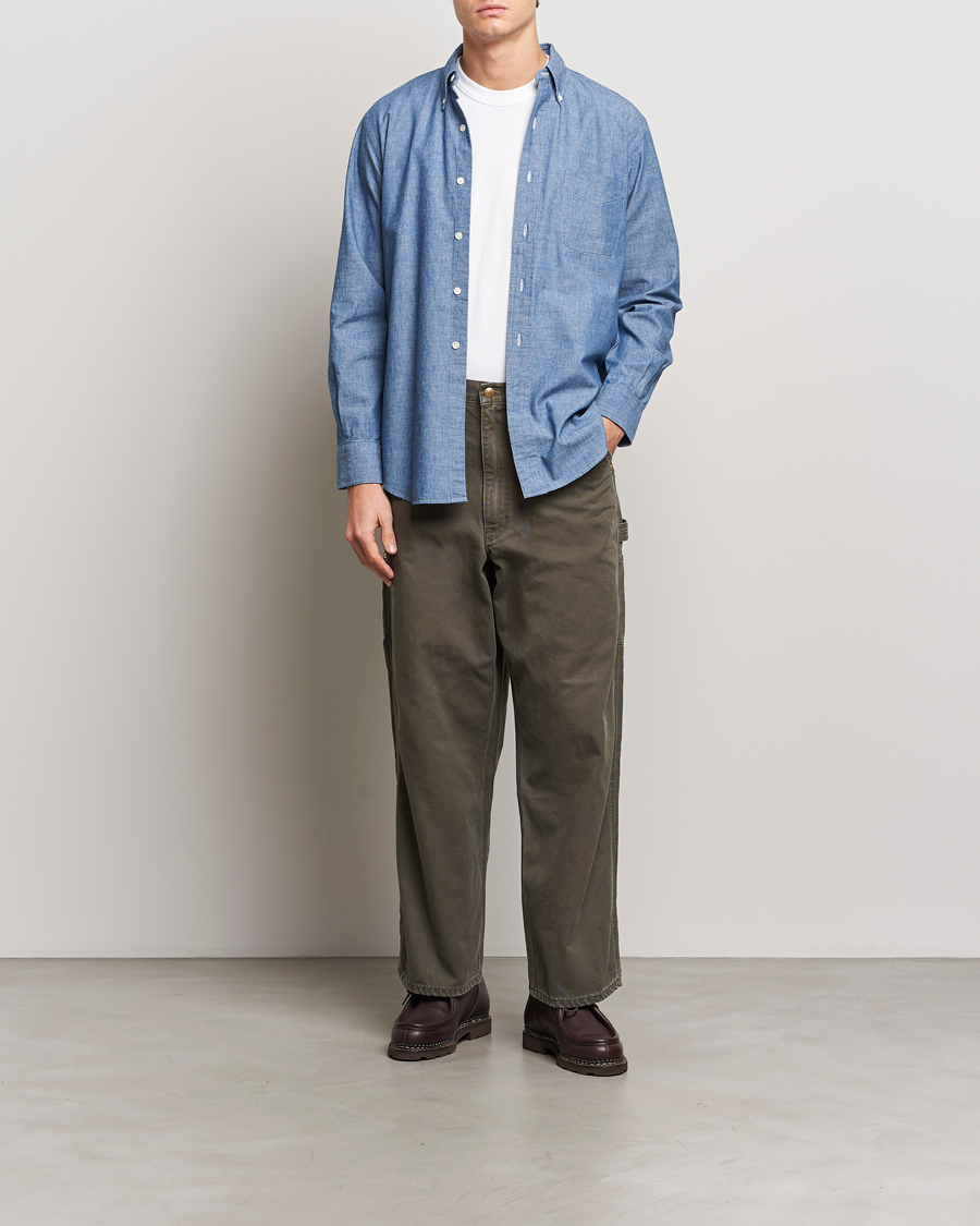 Uomini | Camicie | Kamakura Shirts | Vintage Ivy Chambray Button Down Shirt Blue