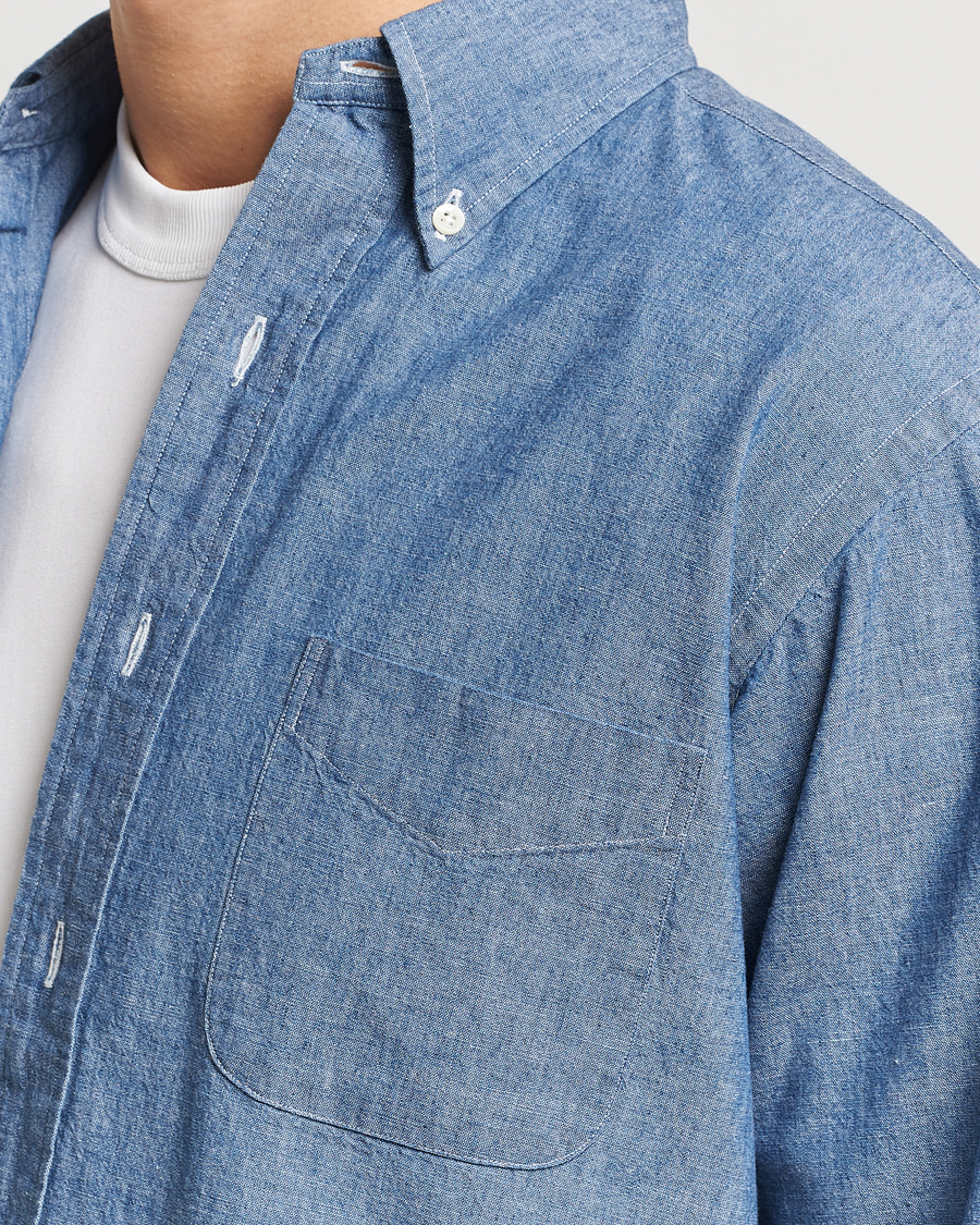 Uomini | Camicie | Kamakura Shirts | Vintage Ivy Chambray Button Down Shirt Blue