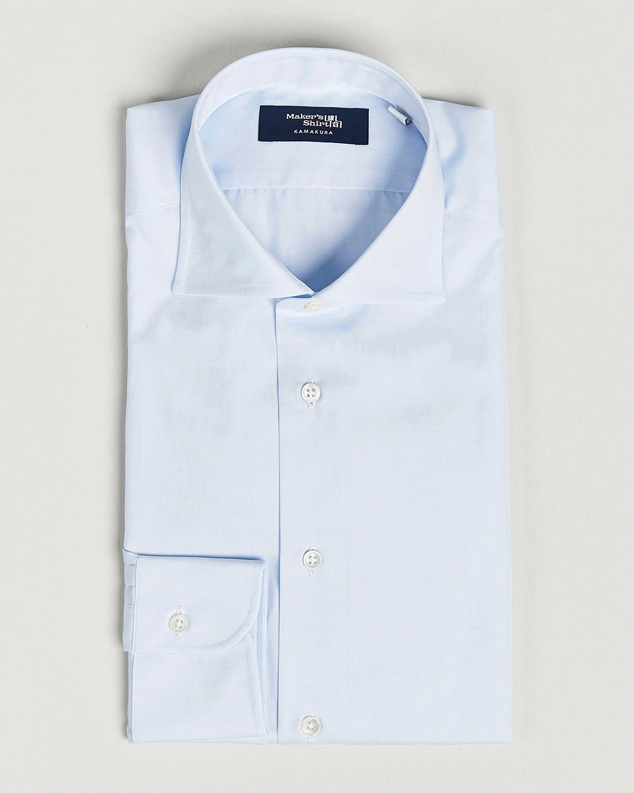 Uomini | Camicie | Kamakura Shirts | Slim Fit Broadcloth Dress Shirt Light Blue
