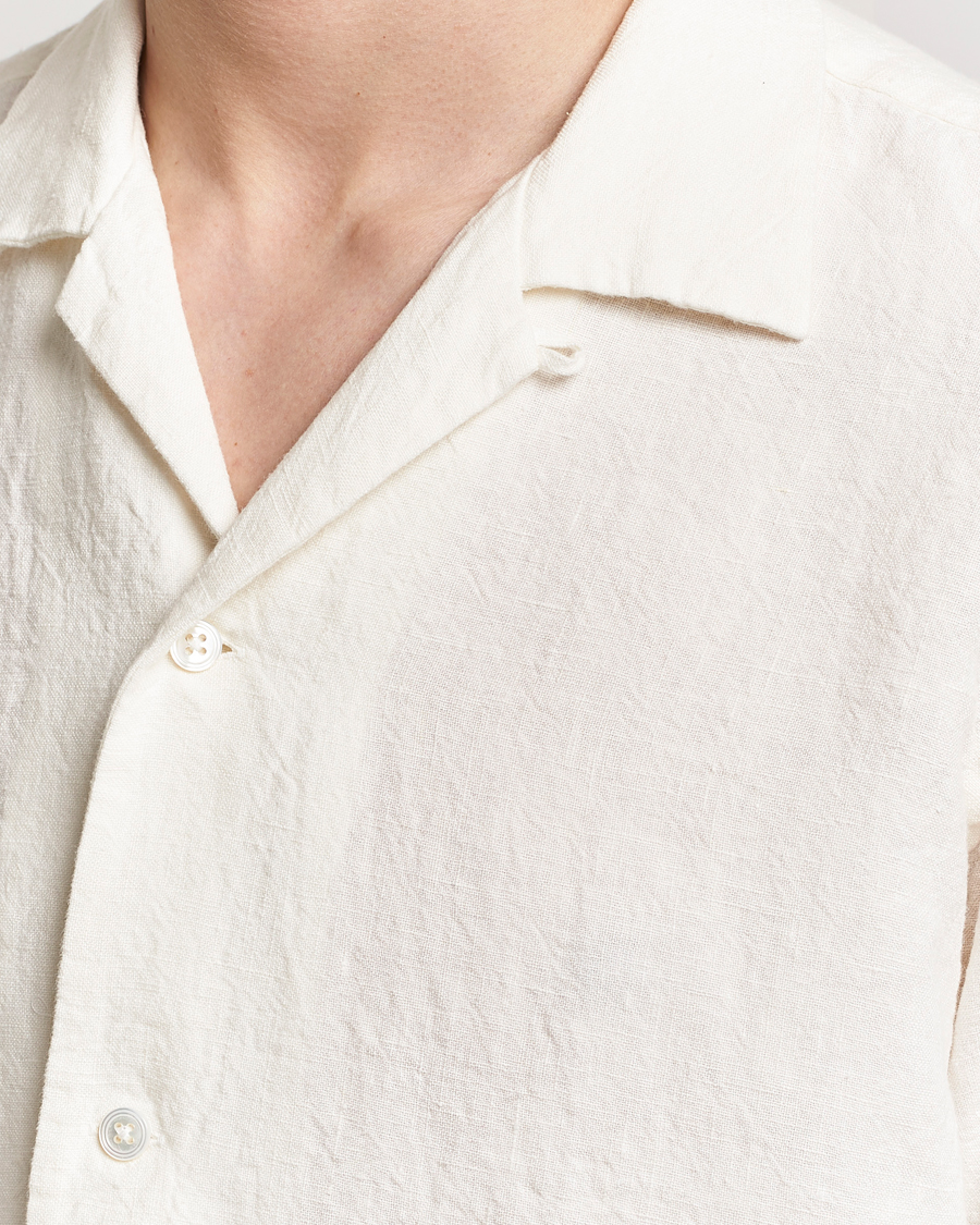 Uomini | Camicie | Kamakura Shirts | Vintage Ivy Heavy Linen Beach Shirt White