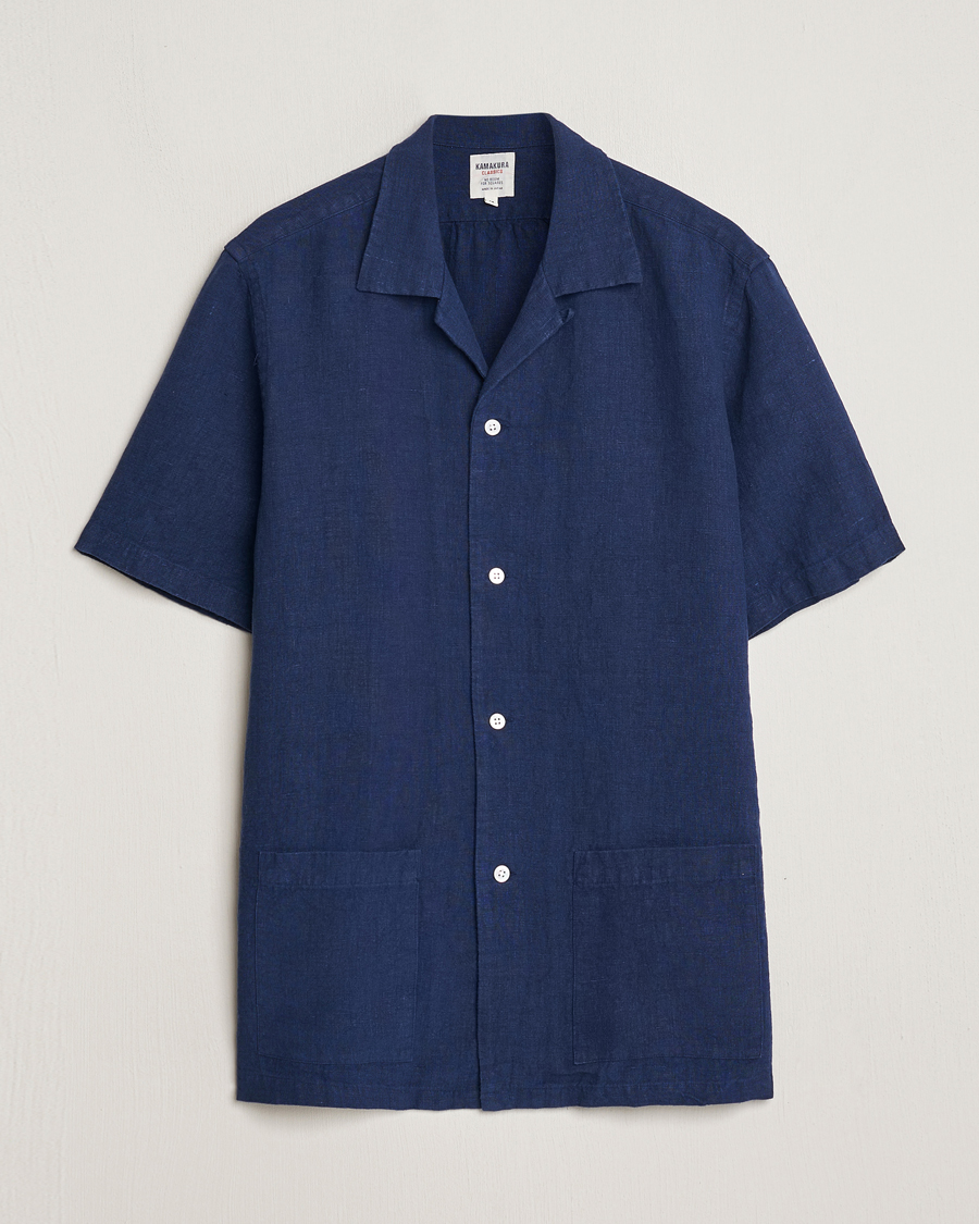 Uomini | Camicie | Kamakura Shirts | Heavy Linen Beach Shirt Navy