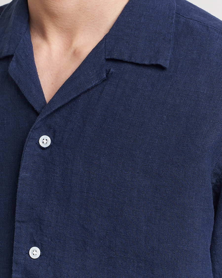 Uomini | Camicie | Kamakura Shirts | Heavy Linen Beach Shirt Navy