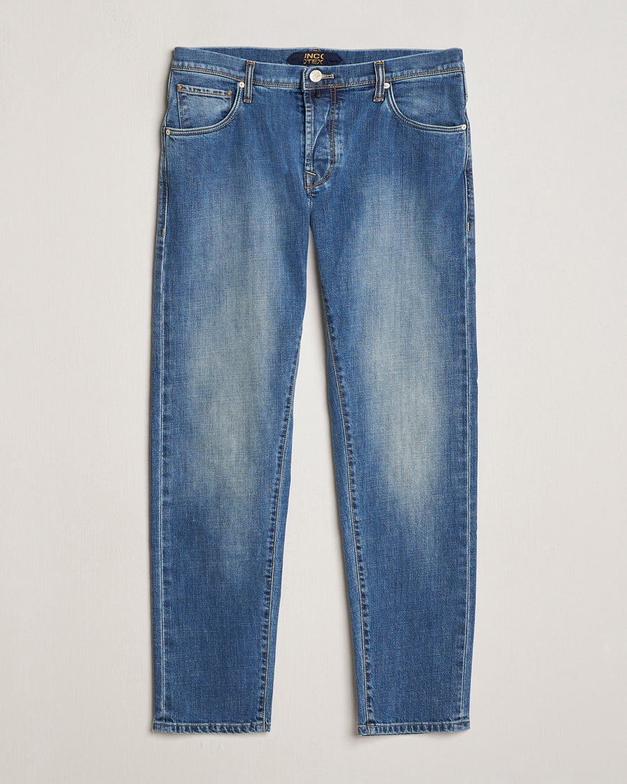 Uomini | Jeans | Incotex | 5-Pocket Stretch Denim Medium Blue