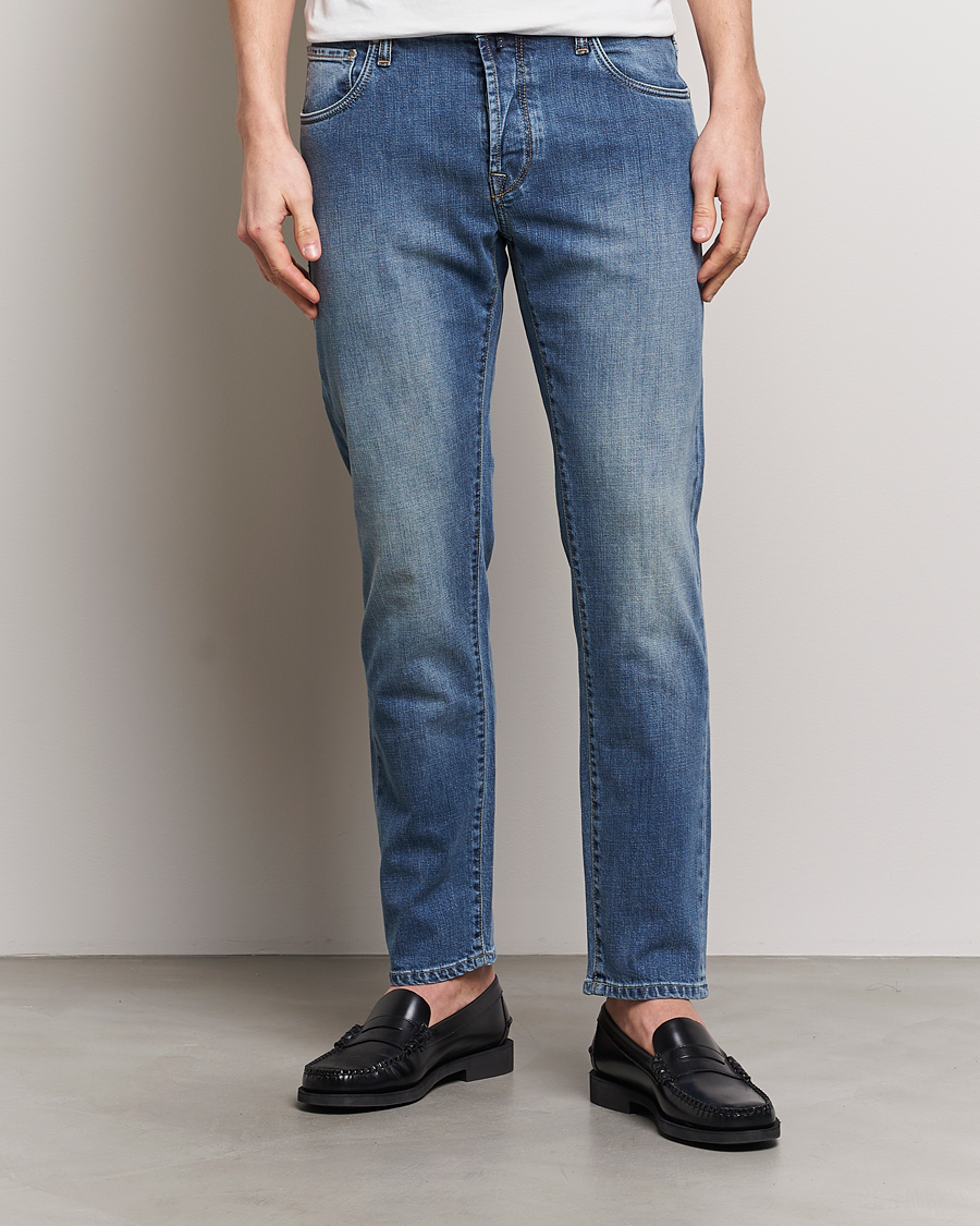 Uomini | Jeans | Incotex | 5-Pocket Stretch Denim Medium Blue