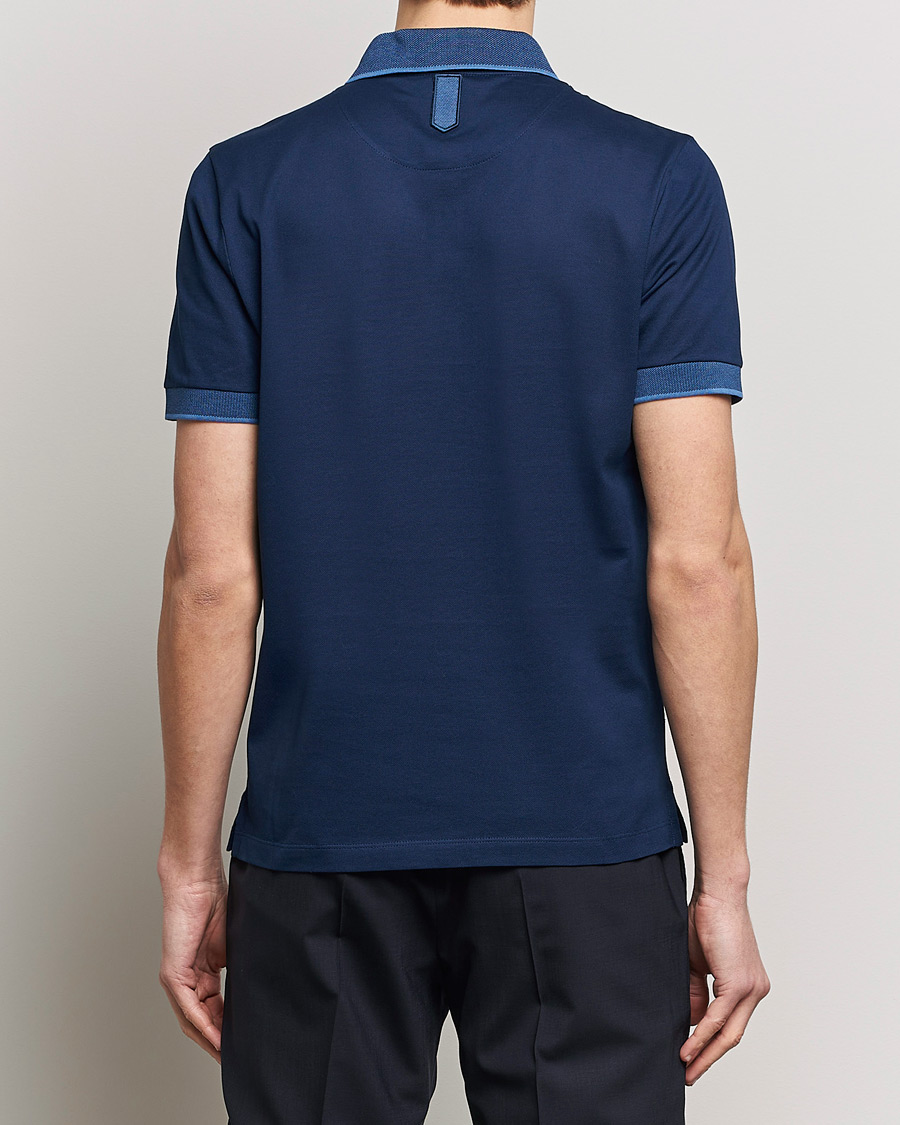 Uomini | Polo | Canali | Contrast Collar Short Sleeve Polo Dark Blue
