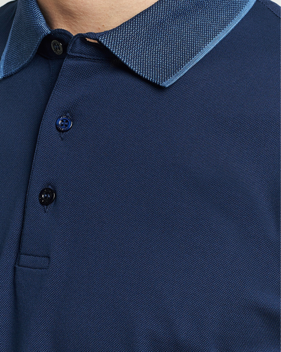 Uomini | Polo | Canali | Contrast Collar Short Sleeve Polo Dark Blue