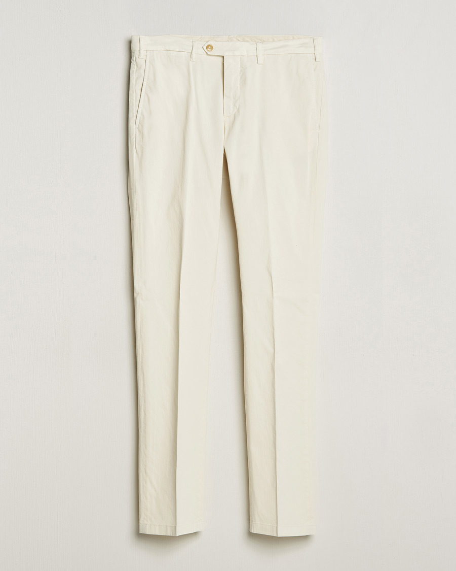 Uomini | Pantaloni | Canali | Cotton Stretch Chinos Off White
