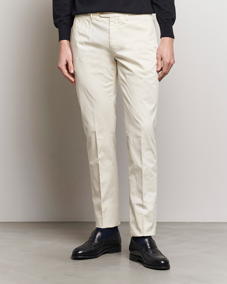 Uomini | Pantaloni | Canali | Cotton Stretch Chinos Off White