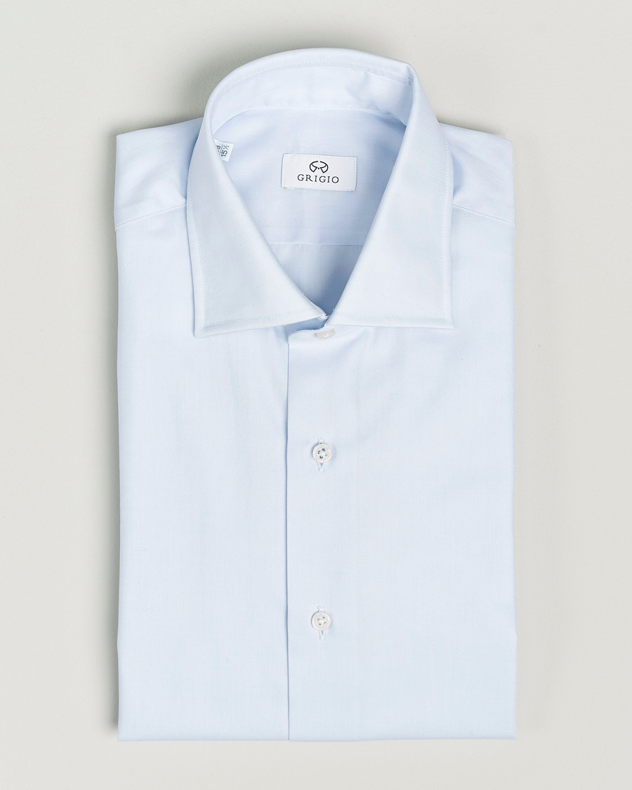 Uomini | Camicie | Grigio | Cotton Twill Dress Shirt Light Blue