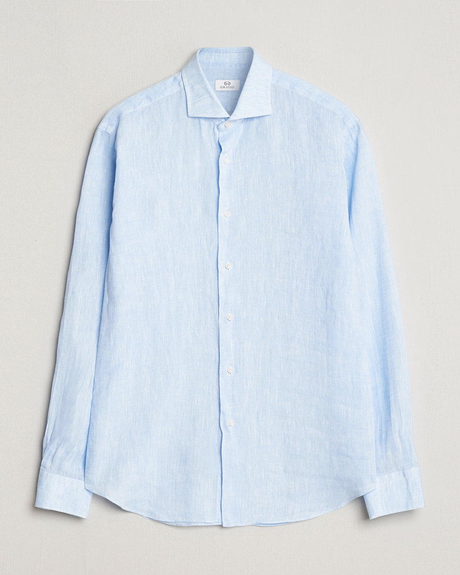 Uomini | Camicie | Grigio | Linen Casual Shirt Light Blue