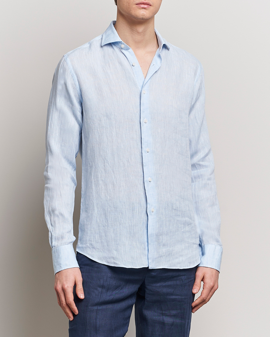Uomini | Camicie | Grigio | Linen Casual Shirt Light Blue
