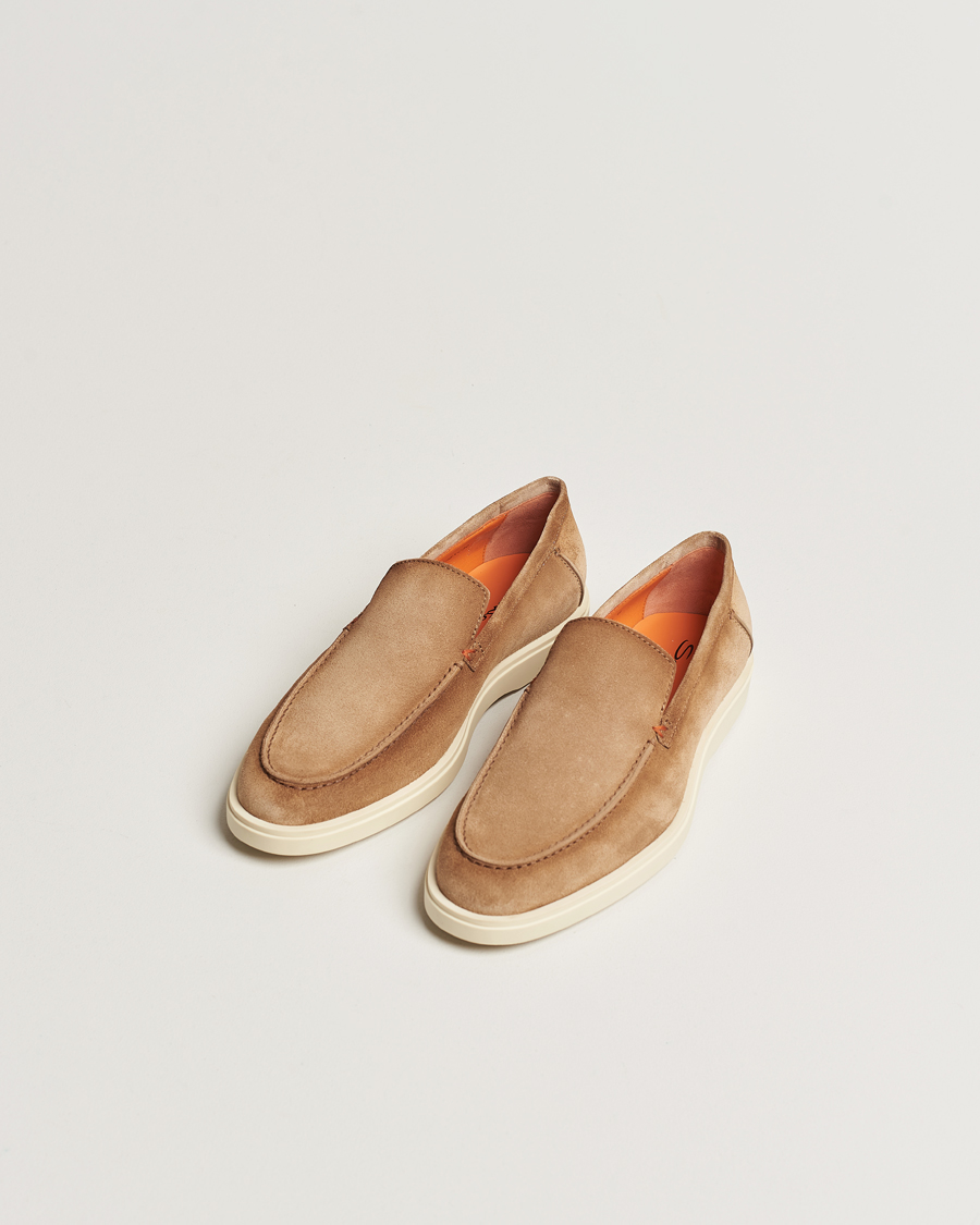 Uomini | Santoni Summer Loafers Beige Suede | Santoni | Summer Loafers Beige Suede