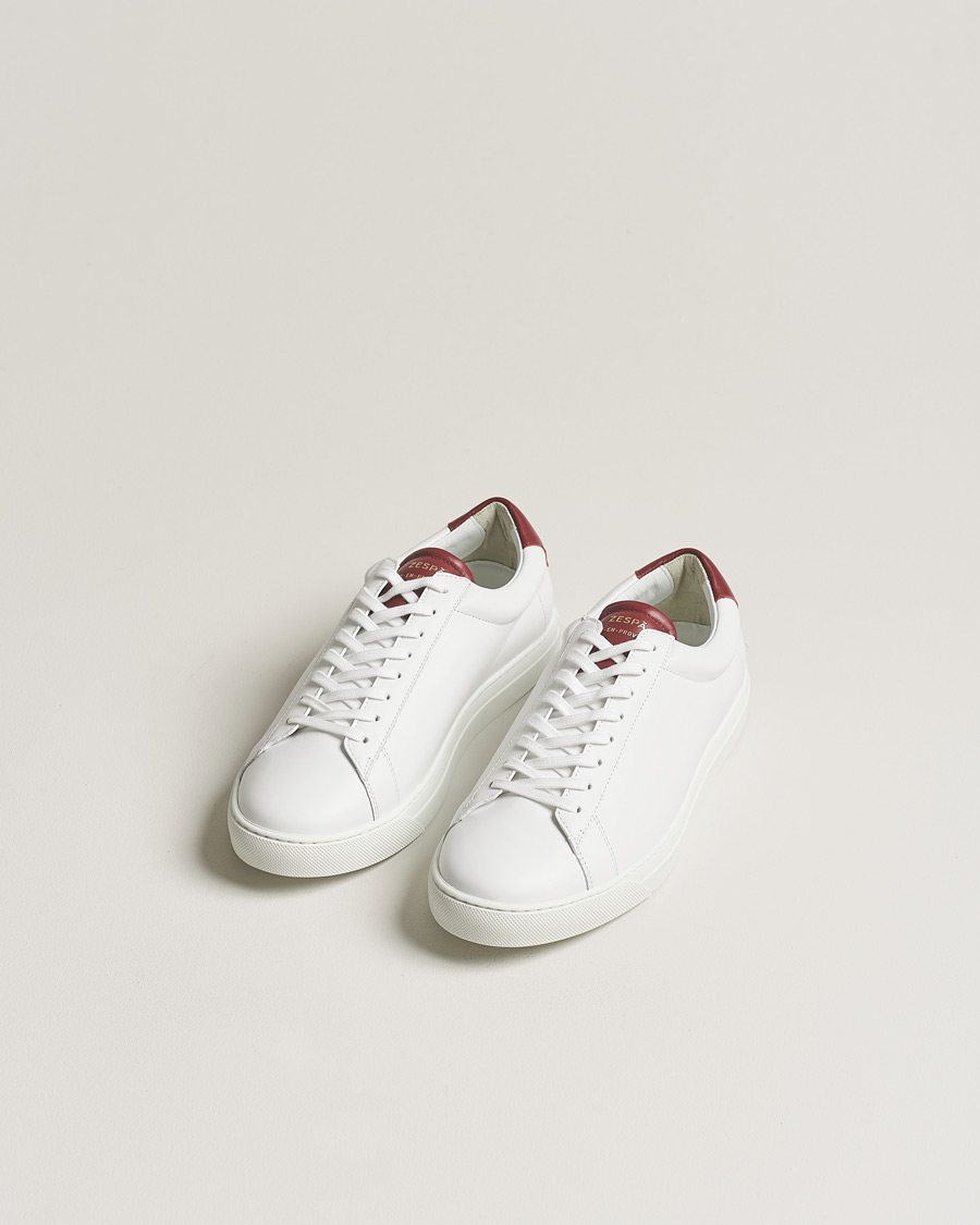 Uomini | Zespà ZSP4 Nappa Leather Sneakers White/Wine | Zespà | ZSP4 Nappa Leather Sneakers White/Wine