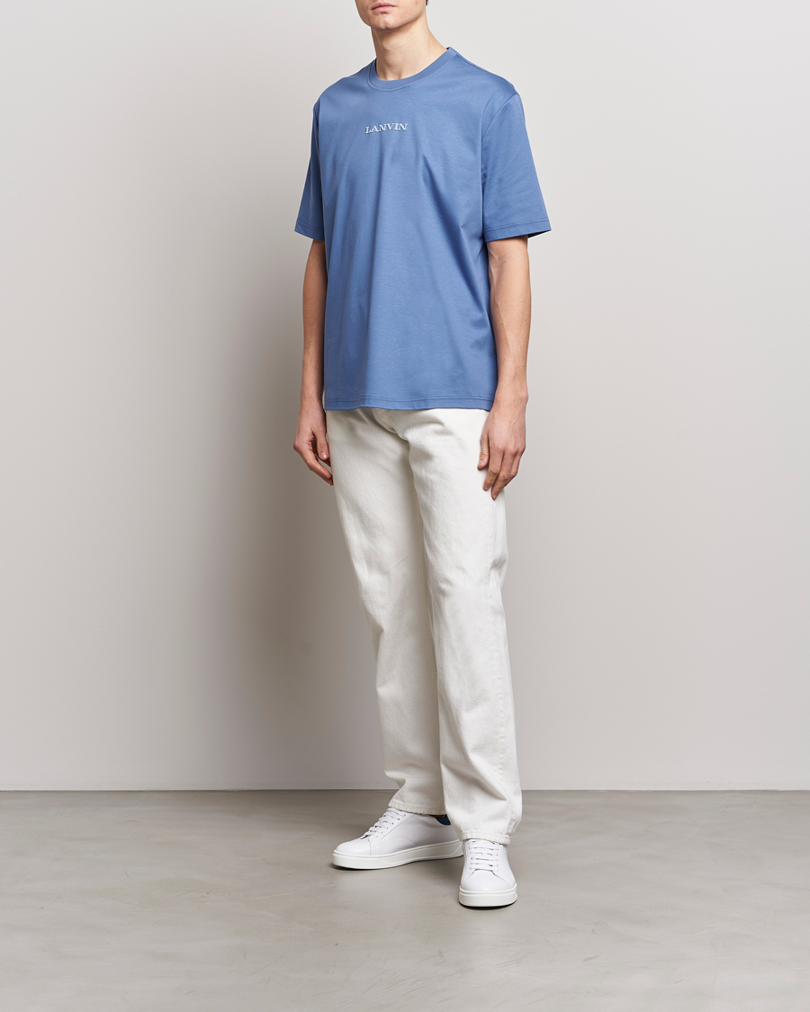 Uomini | T-shirt | Lanvin | Embroidered Logo T-Shirt Cornflower