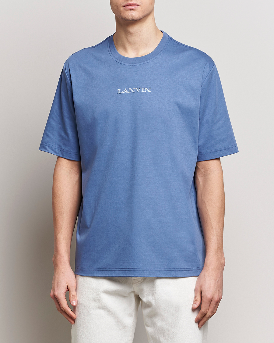 Uomini | T-shirt | Lanvin | Embroidered Logo T-Shirt Cornflower