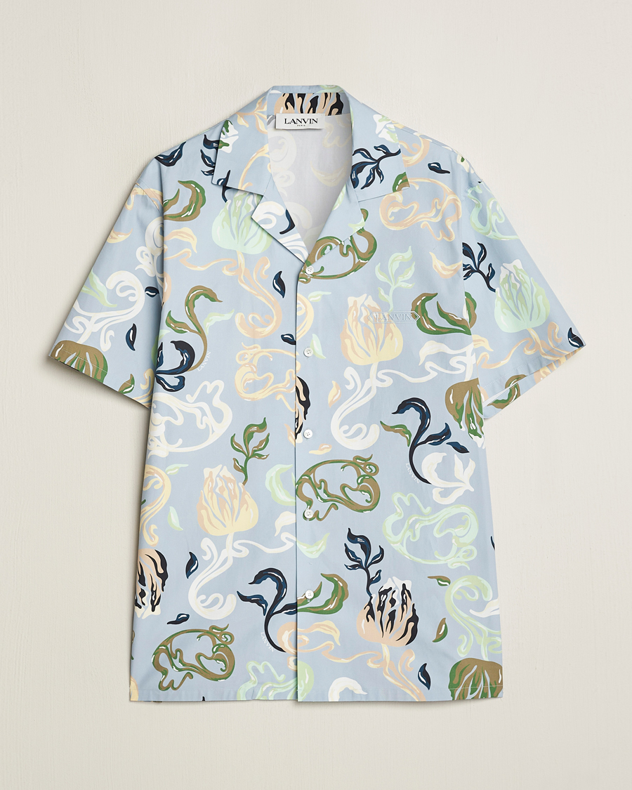 Uomini | Camicie | Lanvin | Printed Bowling Shirt Azur