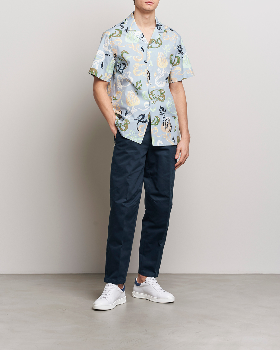 Uomini | Camicie | Lanvin | Printed Bowling Shirt Azur