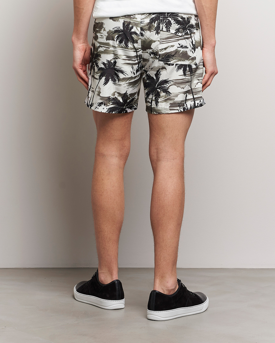 Uomini | Costumi da bagno | Moncler | Palm Printed Swim Shorts White/Olive