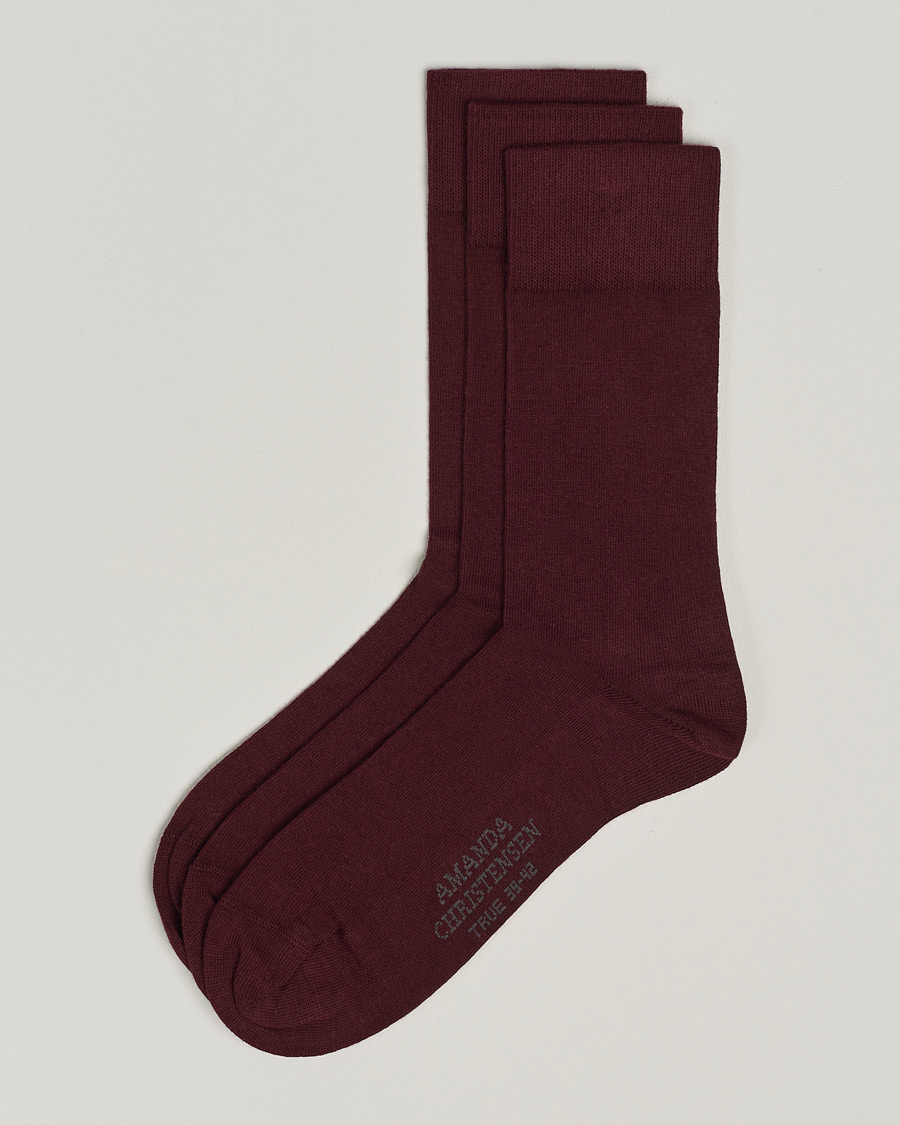 Uomini | Biancheria intima | Amanda Christensen | 3-Pack True Cotton Socks Bordeaux