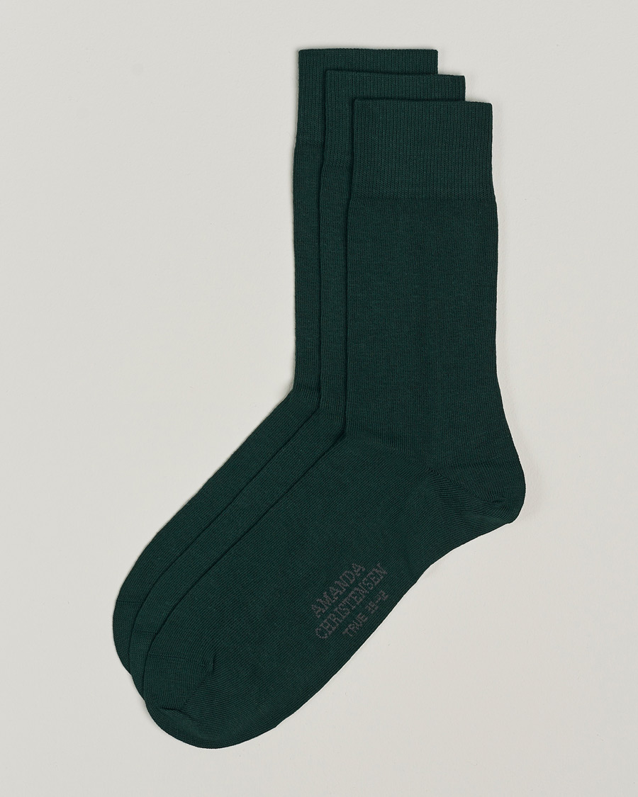 Uomini | Biancheria intima | Amanda Christensen | 3-Pack True Cotton Socks Bottle Green