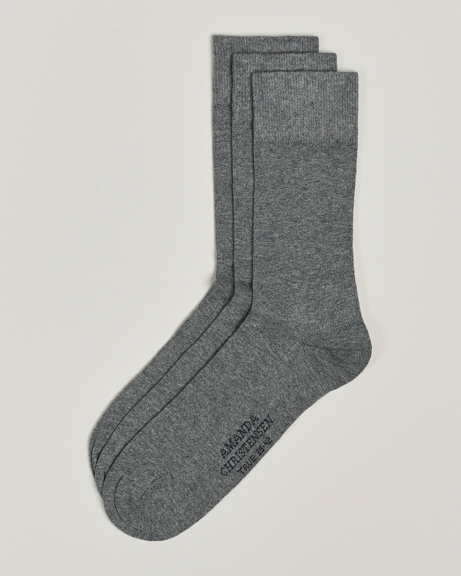 Uomini | Biancheria intima | Amanda Christensen | 3-Pack True Cotton Socks Grey Melange