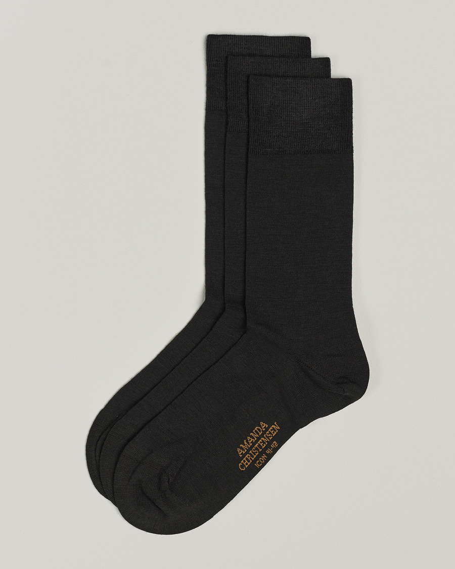Uomini | Biancheria intima | Amanda Christensen | 3-Pack Icon Wool/Cotton Socks Dark Brown