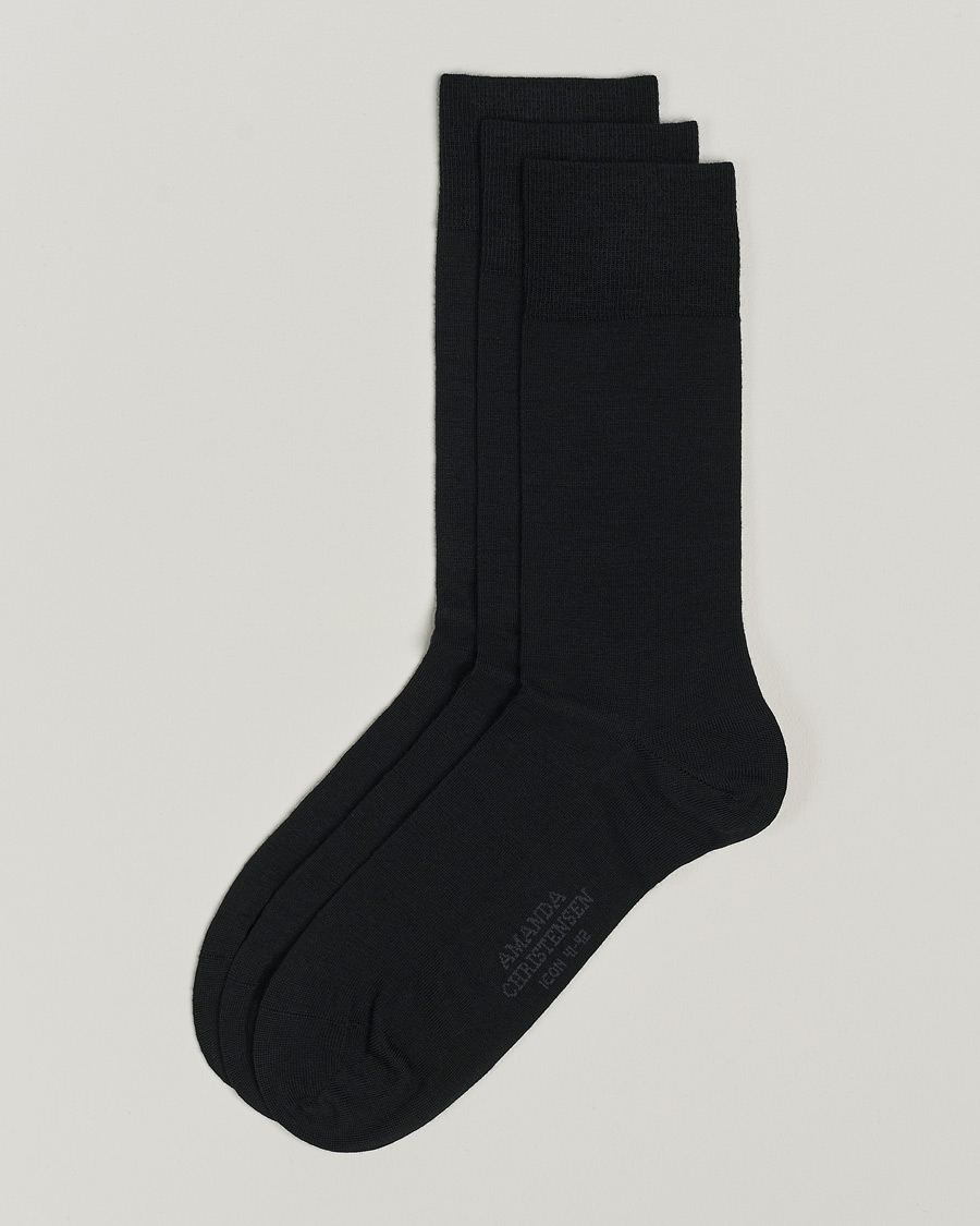 Uomini | Biancheria intima | Amanda Christensen | 3-Pack Icon Wool/Cotton Socks Black