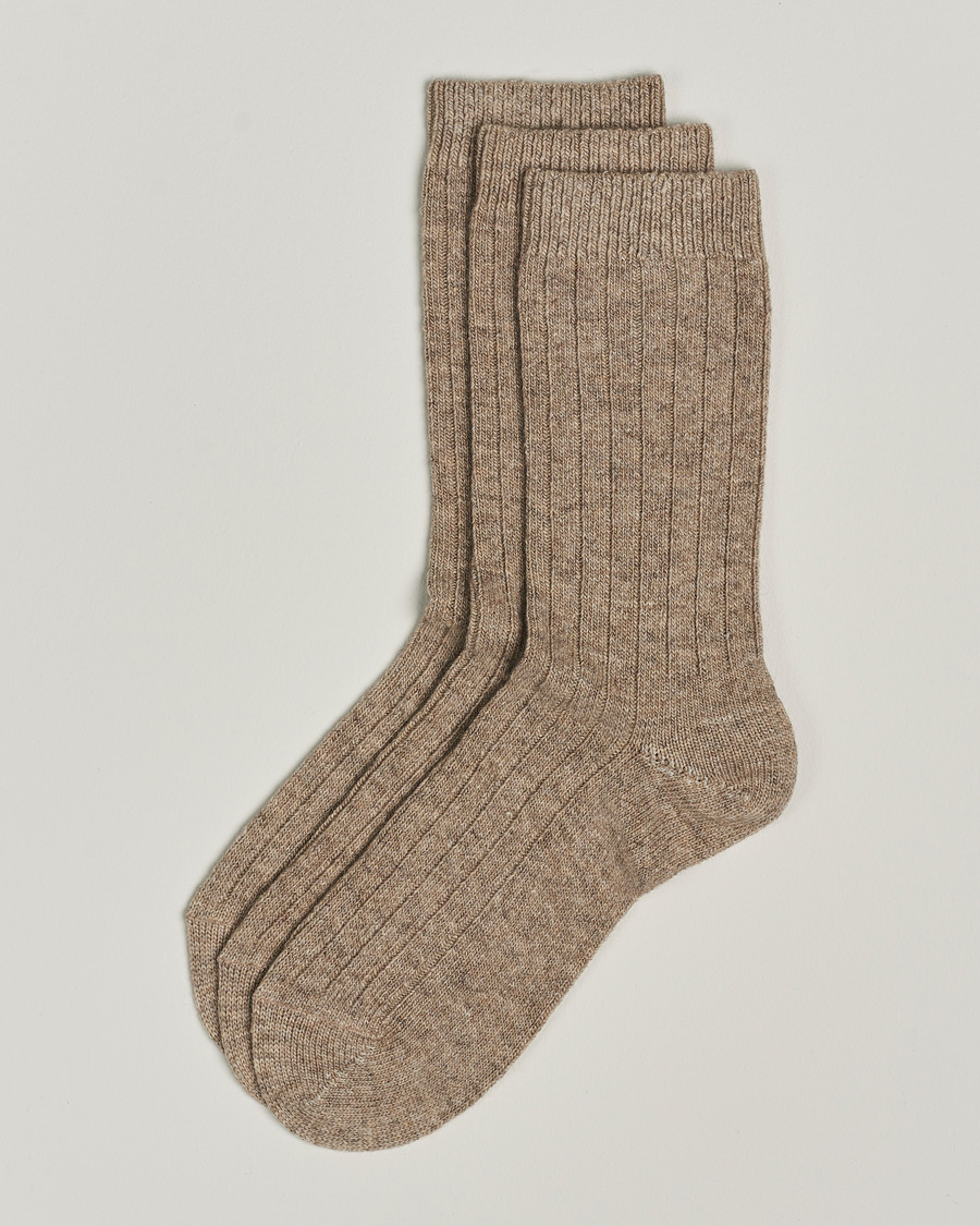 Uomini | Biancheria intima | Amanda Christensen | 3-Pack Supreme Wool/Cashmere Sock Beige Melange