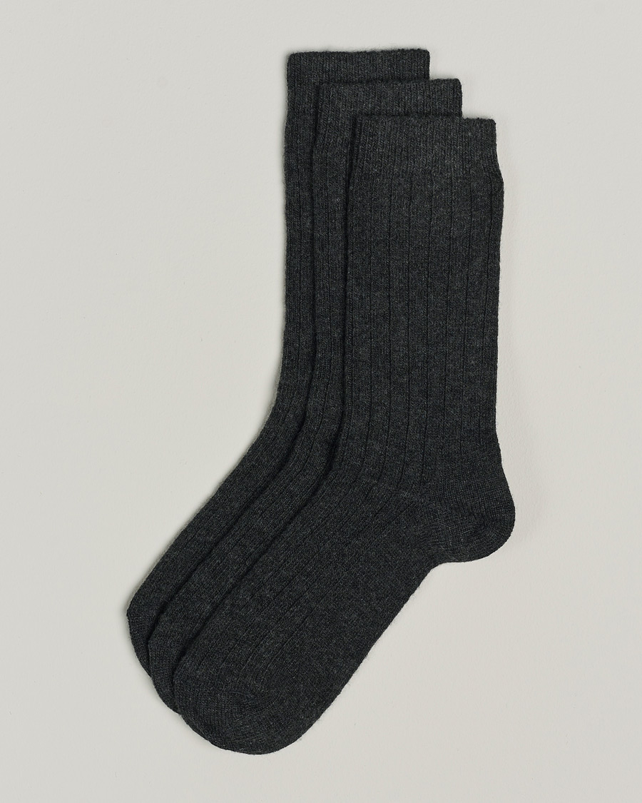 Uomini | Biancheria intima | Amanda Christensen | 3-Pack Supreme Wool/Cashmere Sock Antracite Melange