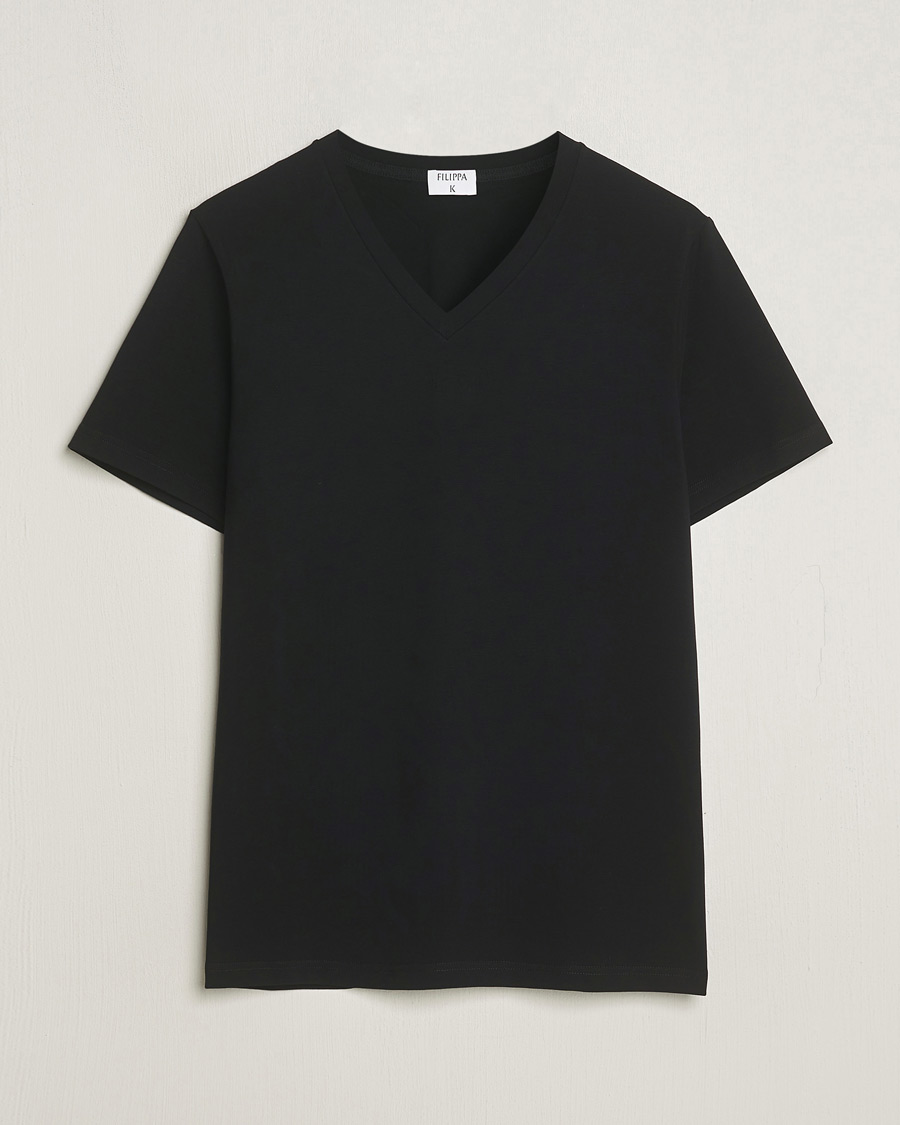 Uomini | T-shirt | Filippa K | Organic Cotton V-Neck T-Shirt Black