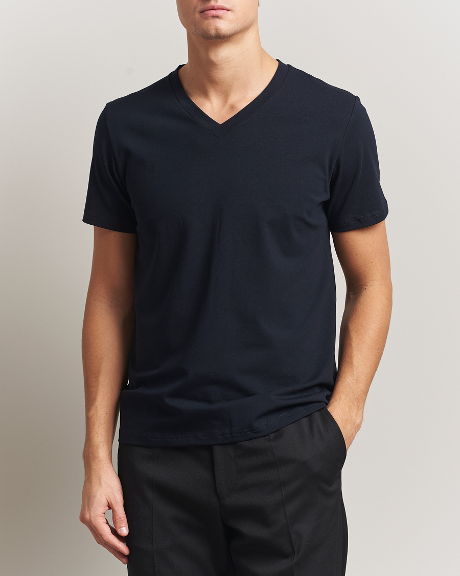 Uomini | T-shirt | Filippa K | Organic Cotton V-Neck T-Shirt Navy