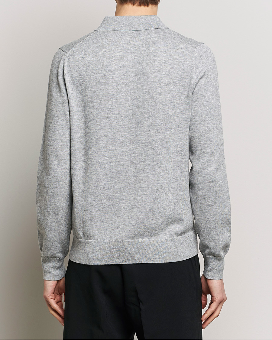 Uomini | Maglieria | Filippa K | Knitted Polo Shirt Light Grey Melange