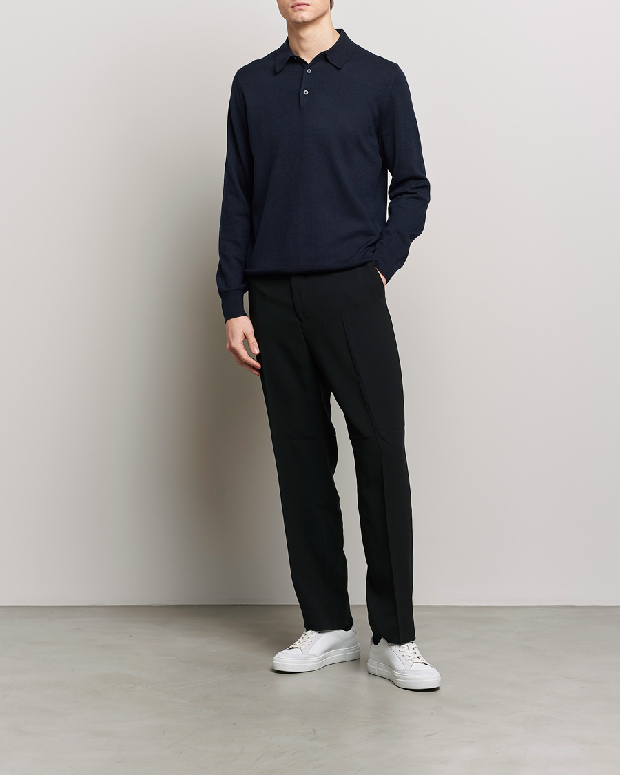 Uomini | Maglieria | Filippa K | Knitted Polo Shirt Navy