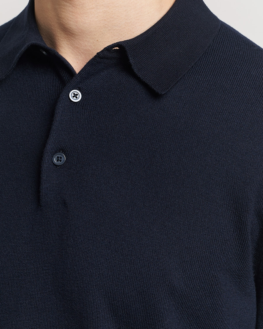 Uomini | Maglieria | Filippa K | Knitted Polo Shirt Navy