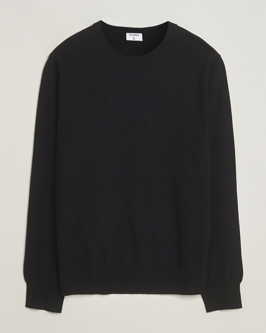 Uomini | Maglieria | Filippa K | Merino Round Neck Sweater Black