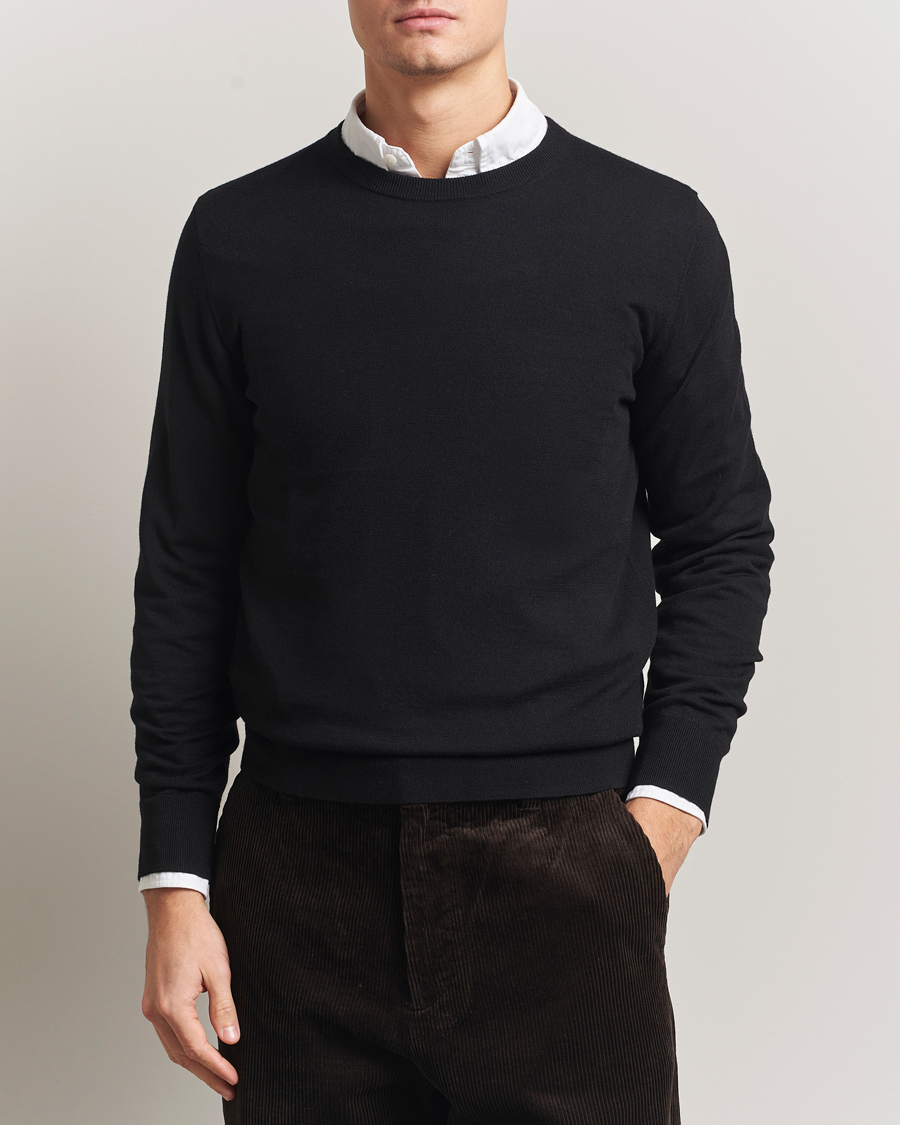 Uomini | Maglieria | Filippa K | Merino Round Neck Sweater Black