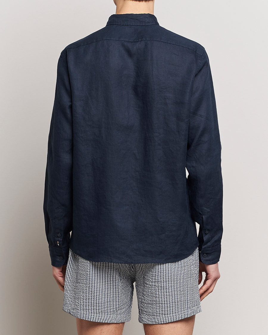Uomini | Camicie | BOSS BLACK | Liam Linen Shirt Dark Blue
