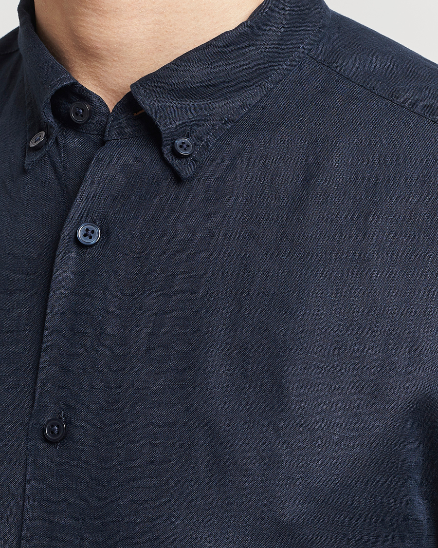 Uomini | Camicie | BOSS BLACK | Liam Linen Shirt Dark Blue