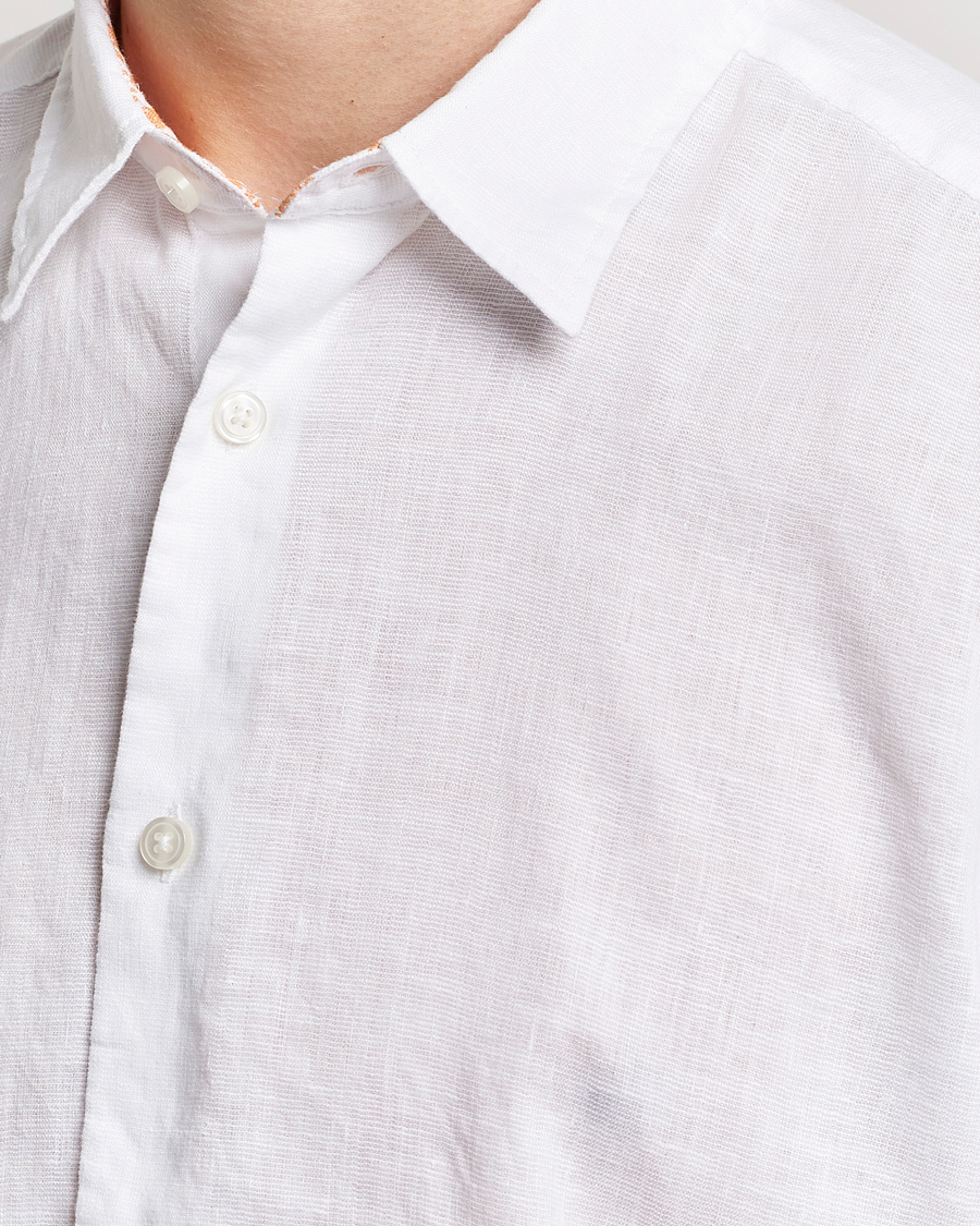 Uomini | Camicie | BOSS BLACK | Liam Short Sleeve Linen Shirt White