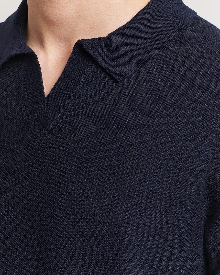 Uomini | Polo | BOSS BLACK | Tempio Open Collar Polo Dark Blue