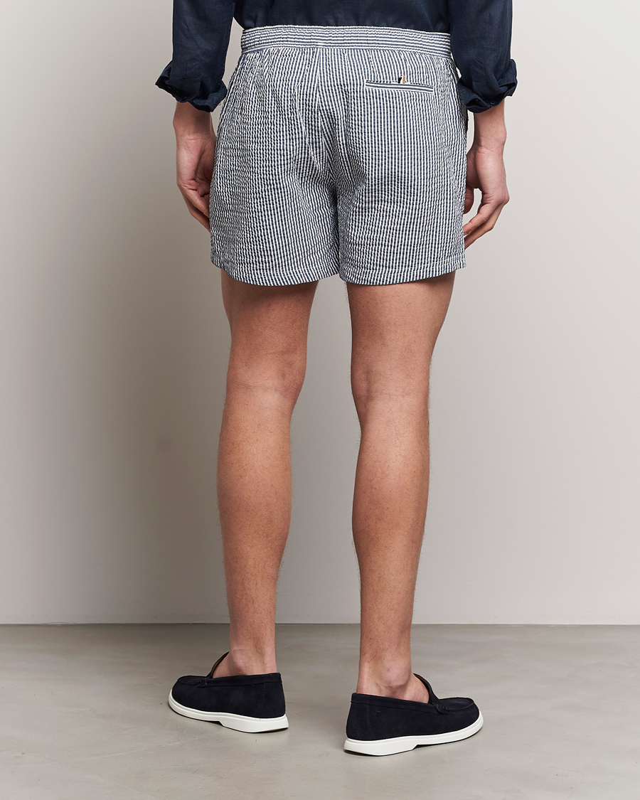 Uomini | Costumi da bagno | BOSS BLACK | Velvetfish Seersucker Swimshorts Navy