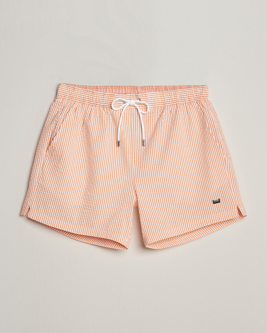 Uomini | Costumi da bagno | BOSS BLACK | Velvetfish Seersucker Swimshorts Orange